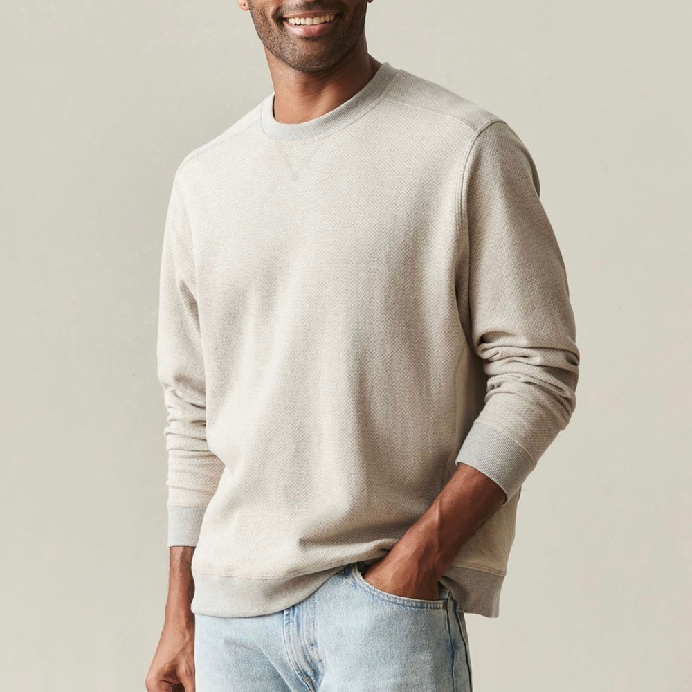 American Giant Men's Reversible Long Sleeve Crew Feather Grey Size Small NWOT